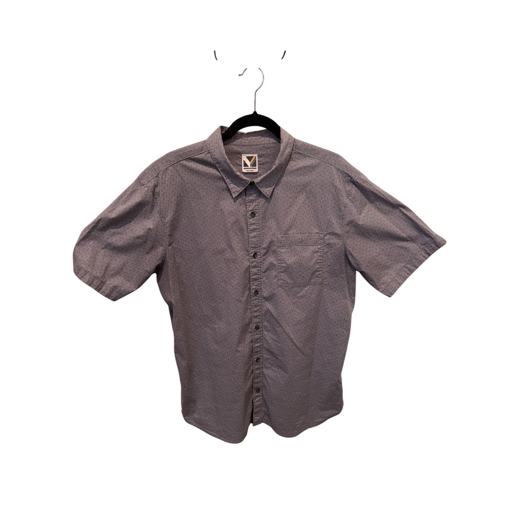 Visive Mens Gray Micro Dot Short Sleeve Button Down Shirt Large Casual Pocket